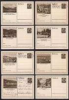 1939 Hindenburg, Third Reich, Germany, 8 Postal Cards