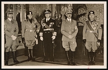 1938 (9 May) Benito Mussolini, Rudolf Hess and Galeazzo Ciano meet Hitler, Rome, Third Reich, Germany, Military Post, Propaganda, Postcard from Florence franked with 15c