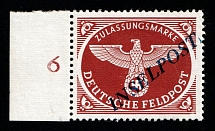 1944 Military Mail 'INSELPOST', Germany (Mi. 10 B b II, Certificate, Plate Number '6', Margin, Signed, CV $900, MNH)