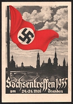 1935 'Saxony meeting 1935 on May 24-26, Dresden', Propaganda Postcard, Third Reich Nazi Germany