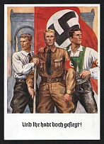 1938 'And you won after all!', Propaganda Postcard, Third Reich Nazi Germany