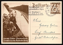 1936 The Official Postal Card Commemorating Both the Winter Aid Fund and the Completion of One Thousand Kilometers of Autobahn, Third Reich, Germany (Special Cancellation)