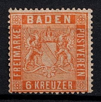 1861 6k Baden, German States, Germany (Mi. 11 b, Sc. 13 a, Signed, CV $130)