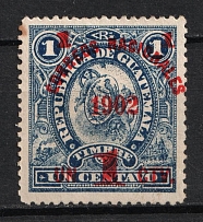 1902 1c on 1c Guatemala (DIFFERENT Types of '1', Print Error)