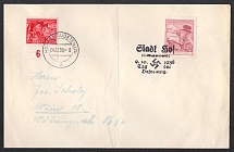 1938 (Oct 9) Letter with provisional postmark from HOF (Dvorec na Morove) addressed to VIENNA. Dispatch on Dec 4, 1938 and cancelled with the new definitive postmark of HOF. Occupation of Sudetenland, Germany