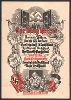 1938 'The way is free', Propaganda Postcard, Third Reich Nazi Germany