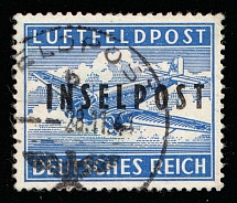1944 Island Rhodes, Reich Military Mail Field Post Feldpost 'INSELPOST', Germany (Mi. 8 A, Certificate, Signed, Canceled, CV $3,250)