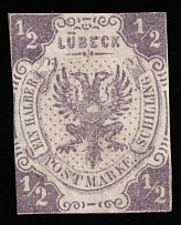 1872 1/2s Lubeck, German States, Germany (Mi 1ND, Reprint, CV $360)