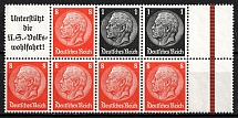 1936-37 Third Reich, Germany, Se-tenant, Zusammendrucke, Block (Mi. H-Bl. 88 B, CV $40)