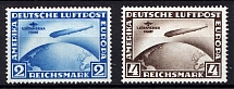1930 Airmail, Zeppelins 'Sudamerika Fahrt', Weimar Republic, Germany (Mi. 438 Y - 439 Y, Full Set, CV $5,000, MNH)