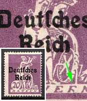 1920-21 20pf Weimar Republic, Germany (Mi. 122 PF I, 'F' instead 'R' in 'Bayern')