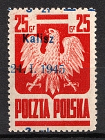 1945 3zl on 25gr Republic of Poland (Fi. 356 var, 'Kalisz', SHIFTED Overprint, MNH)