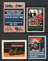 Automobile Exhibition, Cars, Germany, Stock of Rare Cinderellas, Non-postal Stamps, Labels, Advertising, Charity, Propaganda