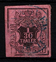 1855 1/30th Hannover, German States, Germany (Mi. 3 b, Canceled, CV $80)