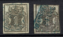 1851 Hannover, German States, Germany (Mi. 2, 9, Canceled)