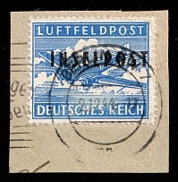 1944 Island Rhodes on piece, Military Mail 'INSELPOST', Germany (Mi. 8 A, Certificate, Signed, Canceled, CV $5,200)