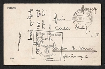 1940 (20 Dec) Germany, Field Post postcard with big rare square field mail handstamp