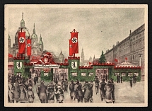 1936 'Christmas market in Berlin', Propaganda Postcard, Third Reich Nazi Germany