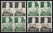 1934 Third Reich, Germany, Se-tenants, Zusammendrucke, Blocks of Four (Mi. S 219, S 221, CV $40)