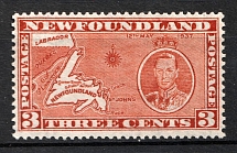 1937 3c Newfoundland, Canada (SG 258c, CV $50, MNH)
