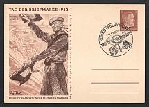 1942 'Stamp Day 1942, Propaganda Postcard, Third Reich Nazi Germany