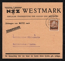 1940 Lorraine, German Occupation, Germany, NSDAP Newspaper Wrapper of German Newspapers