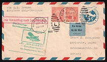 1932 United States, Airmail cover via S. S. Bremen Airplane Ship-to-Shore, New York - Mannheim - Karlsruhe, franked by Mi. 2x 344