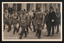 1938 'Fuehrer and Duce', Propaganda Postcard, Third Reich Nazi Germany