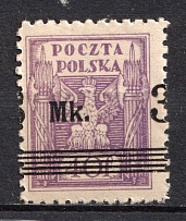 1921 3mk on 40f Second Polish Republic (Fi. 120 a, SHIFTED Overprint, MNH)