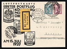 1927 (15 Jul) Germany Konigsberg - Riga -Moscow, Airmail Special postcard to director of DERULUFT, First flight Konigsberg - Riga - Moscow (Muller 332, CV $750)