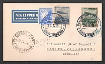 1936 (28 Apr) Germany, Graf Zeppelin airship airmail postcard from Friedrichshafen to Recife (Brazil), Flight to South America 'Friedrichshafen - Recife' (Canceled on 2nd Day of flight, Sieger 347 A, CV $65)