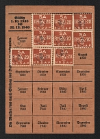1938-40 SA of the NSDAP, Revenue, Receipt Card, Third Reich, Nazi Germany