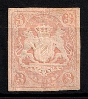1867 3k Bavaria, German States, Germany (Mi. 15, Sc. 16, CV $110)