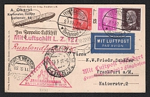 1930 (9 Sep) Germany, Graf Zeppelin airship airmail postcard from Friedrichshafen to Frankfurt, Flight to USSR 'Friedrichshafen - Moscow' (Sieger 84 A, CV $70)