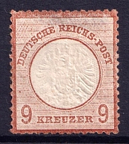1872 9kr German Empire, Large Breast Plate, Germany (Mi. 27 b, CV $2,600)