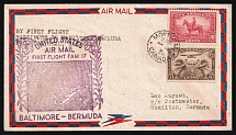 1938 Canada, First Flight Airmail cover, Baltimore - Bermuda, franked by Mi. 127, 190