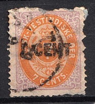 1887 1с on 7с Danish West Indies (Mi. 14 I a, Canceled, CV $360)