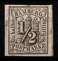 1859 1/2s Hamburg, German States, Germany (Mi. 1, Sc. 1, CV $170)