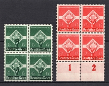 1935 Third Reich, Germany (Control Numbers, Blocks of Four, Full Set, CV $130, MNH)