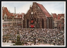 'The Tribune in Front of the Frauenkirche at the Party Conference in Nuremberg 1933', Album No.8 'Germany Awakens' 'Becoming, Fight and Victory of the NSDAP', Third Reich Nazi Germany Propaganda Poster