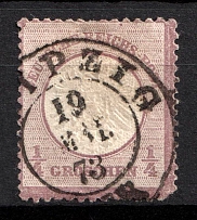 1872 1/4gr German Empire, Large Breast Plate, Germany (Mi. 16, Canceled, CV $170)