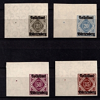 1919 Wurttemberg, Germany, Official Stamps (Mi. 258 P U - 269 P U, Proofs, Corner Margins, CV $310, MNH)