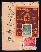1923-29 14k Moscow, 'SYNDICAT DE CUIR DE L'USSR' Leather Syndicate, Advertising Stamp Golden Standard, Soviet Union, USSR (Zv. 17, Novgorod Postmark, CV $80)