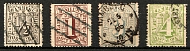 1864-67 Hamburg, Germany (Mi. 10, 11, 15, 16, Canceled, CV $150)