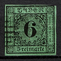 1851-52 6k Baden, German States, Germany (Mi. 6a, Sc. 3, Canceled, CV $140)