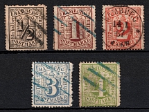 1864-67 Hamburg, German States, Germany (Mi. 10 - 11, 13, 15 - 16, Canceled, CV $190)
