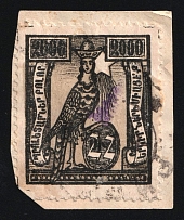 1922 100000r on 2000r Armenia Revalued, Russia, Civil War (Sc. 326, Violet Overprint, Canceled, CV $70)