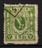 1863-64 5sgr Bremen, German States, Germany (Mi. 9, Canceled, CV $330)