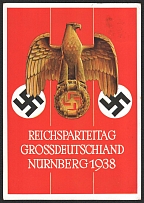 1938 'National Party Congress of Greater Germany Nuremberg 1938', Propaganda Postcard, Third Reich Nazi Germany