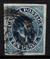 1852-57 10p British Canada, Canada (SG 13, Canceled, CV $2,400)